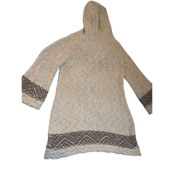 Free People Hooded Knit Sweater Size Small With Geometric Pattern Beige/Brown - Picture 4 of 10